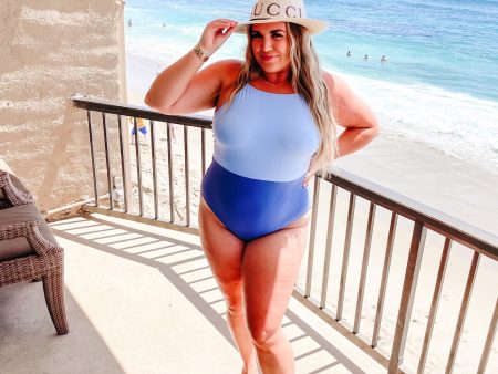 Summersalt Blue Two-Toned Padded One Piece- Size 12 Sale