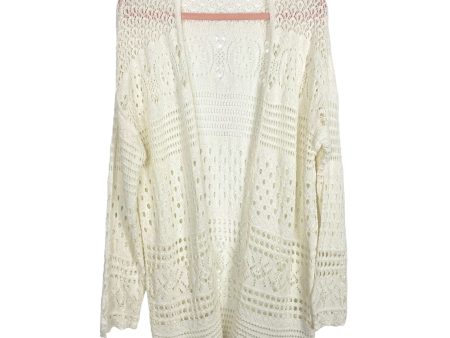 Pink Lily Cream Crochet Cardigan- Size M Hot on Sale