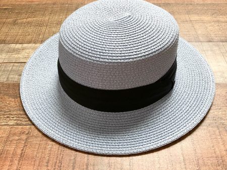 No Brand Light Blue Paper Straw with Black Band Adjustable Boaters Hat Online