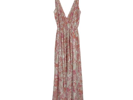 Aakaa Pink Coral with Back Tassel Tie Surplice Maxi Dress NWT- Size M Online