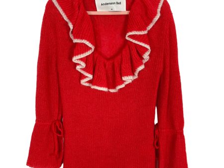 Andersson Bell Red with White Trim Wool Blend Ruffle Sweater- Size XS (sold out online) Cheap