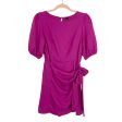 Shein Hot Pink Puff Sleeve Faux Wrap Dress- Size 4 Discount