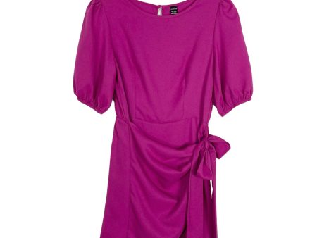 Shein Hot Pink Puff Sleeve Faux Wrap Dress- Size 4 Discount