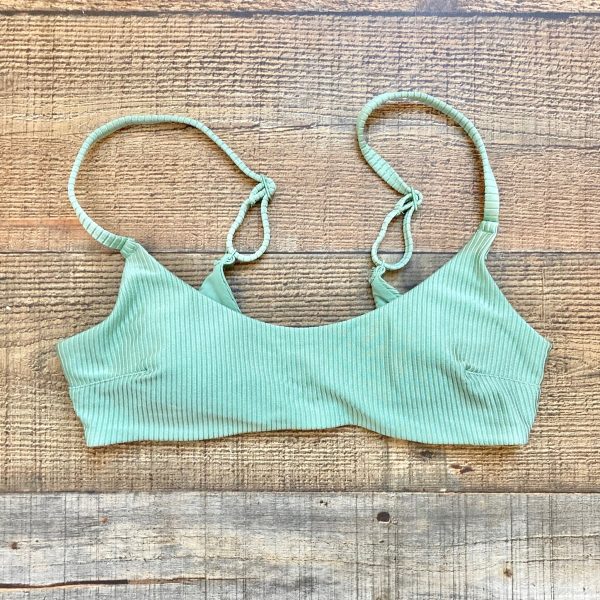 Aerie Green Ribbed Padded Bikini Top- Size S (we have matching bottoms) Online