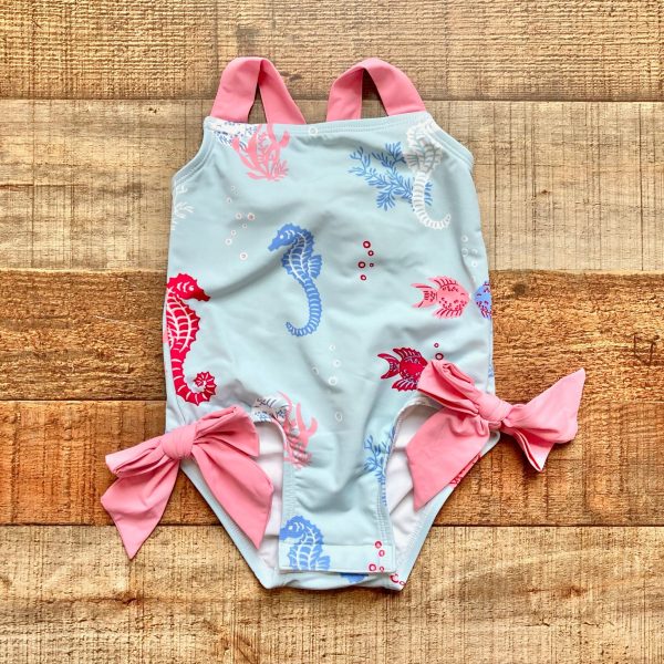 The Beaufort Bonnet Seahorse Print Swimsuit- Size 12-18M on Sale