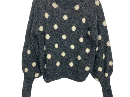 BlankNYC Charcoal Gray with Cream Polka Dots Mock Neck Sweater- Size XS Online Sale