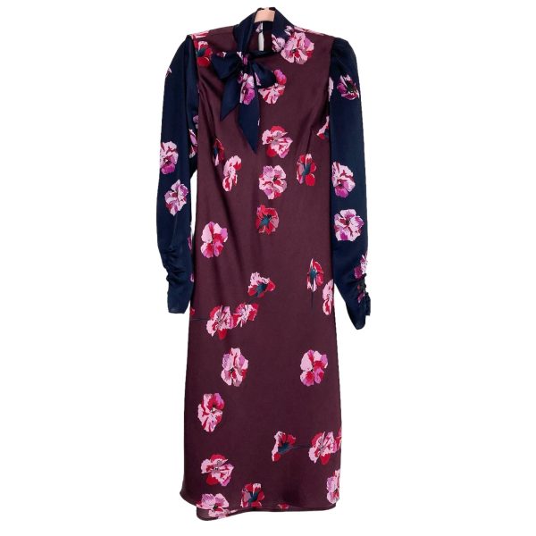 Joie Floral Pattern Satin with Mock Neck and Tie Dress- Size 6 (see notes) Online