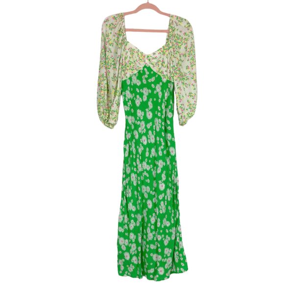 Rixo (Target) Green Pink Yellow Floral with Smocked Back Maxi Dress- Size 4 Online