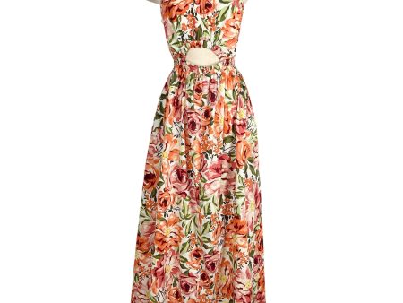 Seven Wonders Exclusive Print Orange Floral Front Cutout Dress NWT- Size XL 10 Hot on Sale