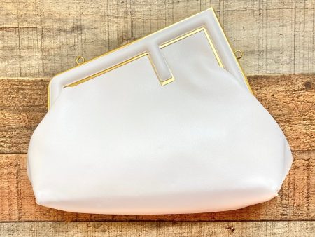 No Brand Cream Asymmetrical Snap Clutch with Extra Strap and Dust Bag (New Condition) Online now