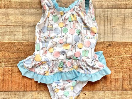 Bella Bliss Rabbit and Balloon Print Back Tie Swimsuit- Size 24M (sold out online) Online