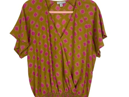 Allison Joy Gold with Pink Dots Ingrid Surplice Top- Size M For Cheap