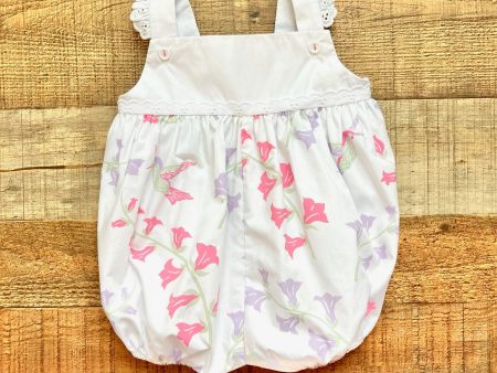 The Beaufort Bonnet Company White Bird Flower Print Bubble- Size 6-12M For Discount