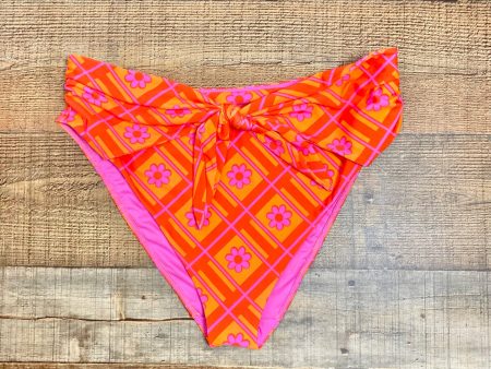 Show Me Your Mumu x Barbie Orange Pink Floral Bikini Bottoms- Size XXL (we have matching top) on Sale