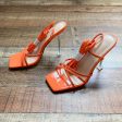 No Brand Bright Orange Patent with Clear Stiletto Lace Up Heels- Size 39 US 9 (New in Box) on Sale