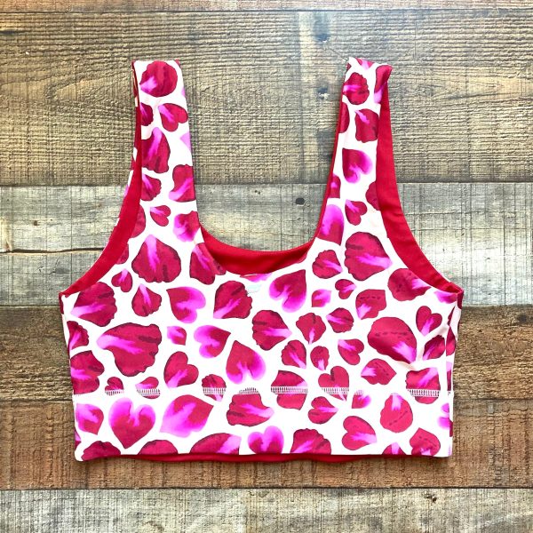 Fabletics Pink Rose Petal Print Red Reversible Sports Bra NWT- Size M (we have matching leggings) Cheap