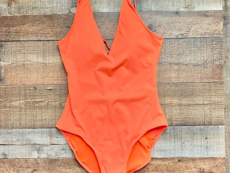 TA3 Neon Orange Plungey Lace Up Back One Piece NWT- Size XL (Reg Long) on Sale