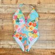 Figleaves Blue Tropical Print Padded One Piece- Size 12 For Cheap