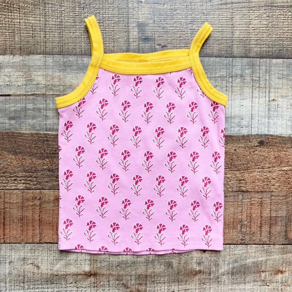 Zara Pink Ribbed Flowers with Yellow Trim Tank- Size 12-18M Supply