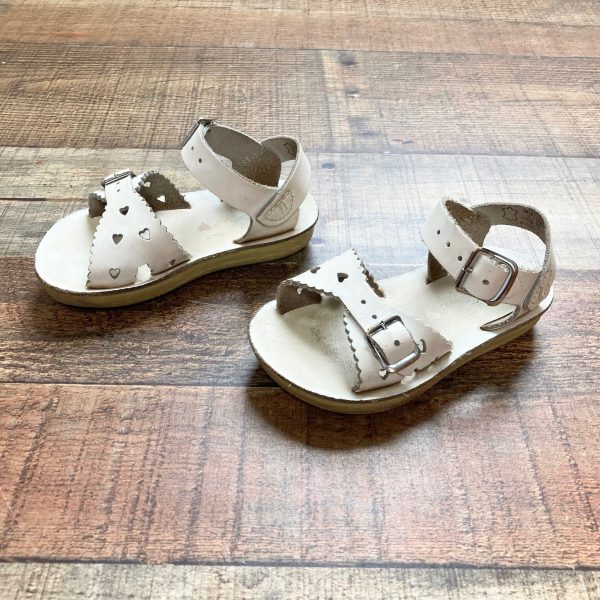 Sun-San White Leather Sweatheart Sandals- Size 6 Cheap