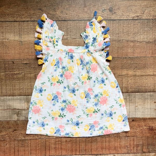 Mudpie White Floral Tassel Trim Dress- Size 24M 2T Online Hot Sale