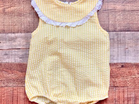 Lil Cactus Yellow Gingham Collared Eyelet Trim Bubble- Size 18-24M Hot on Sale