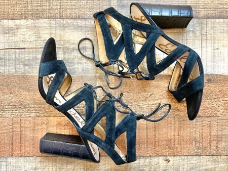 Sam Edelman Black Suede Leather Lace Up Sandals- Size 9.5 Supply