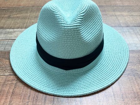 No Brand Mint Straw with Black Band Adjustable Fedora Hat For Sale