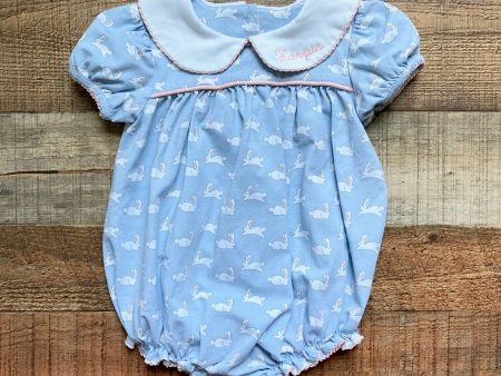 Shrimp & Grits Bunny Print Collared Embroidered Harper Bubble- Size 18M Discount