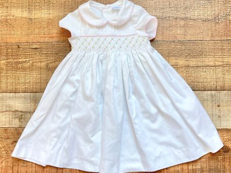 Edgehill Collection White Smocked Collared Tie Back Dress- Size 24M Online