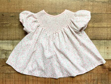 Dondolo White with Pink Floral Soft Corduroy Smocked Dress- Size 2T Cheap