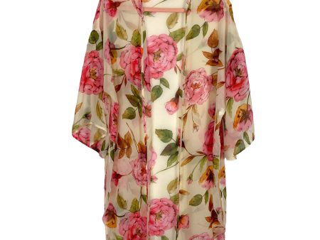 Bluivy Beige with Floral Pattern Kimono- Size S M Online Hot Sale