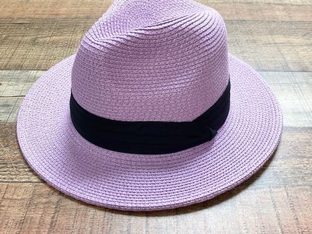 No Brand Purple Paper Straw with Black Band Adjustable Fedora Hat Cheap