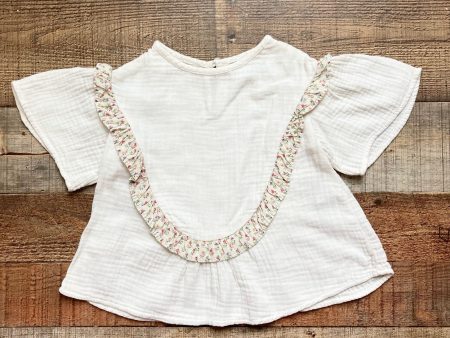 Zara Ivory Gauze with Flower Ruffle Top- Size 12-18M Online now