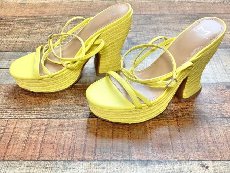 Marc Fisher Neon Yellow Espadrille Platform Sandals- Size 9 (Brand New Condition) Online now