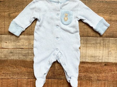 Next Baby Blue White Striped Teddy Bear Footed Sleeper- Size NB (up to 1 month) Fashion