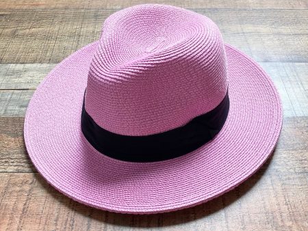 No Brand Pink Paper Straw with Black Band Adjustable Fedora Hat Online