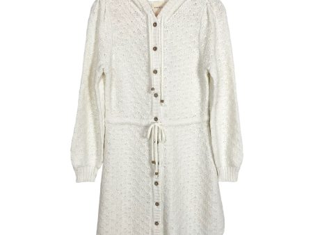 Coven & Co. Open Knit Hooded Button Up Mini Dress NWT- Size XS on Sale