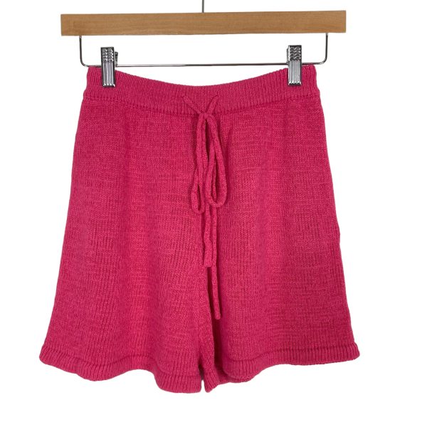 No Brand Rose Red Knit Drawstring Lounge Shorts- Size M (we have matching top) on Sale