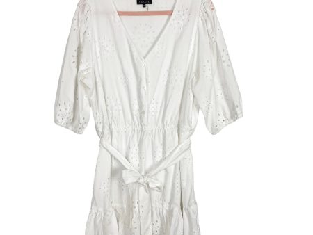 1 State White Eyelet Button Front with Tie Belt Dress- Size XL (see notes) Fashion