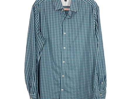 Banana Republic MEN S Teal Checkered Non-Iron Tailored Slim-Fit Button Up- Size L Online