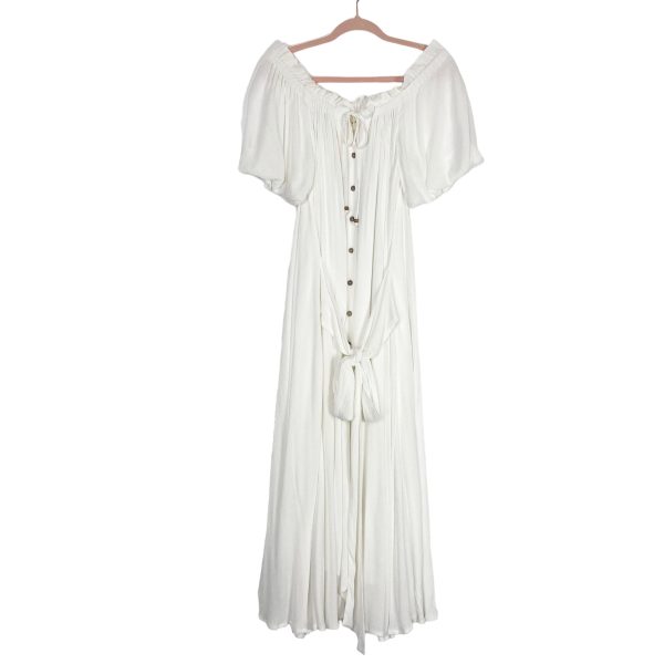 Coven & Co. White Lined Button Up Dress NWT- Size XS Online now