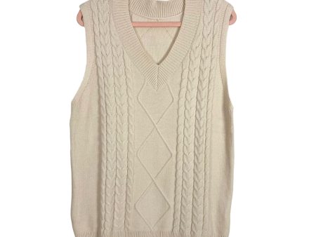 No Brand Cream Cable Knit Sweater Vest- Size L Hot on Sale