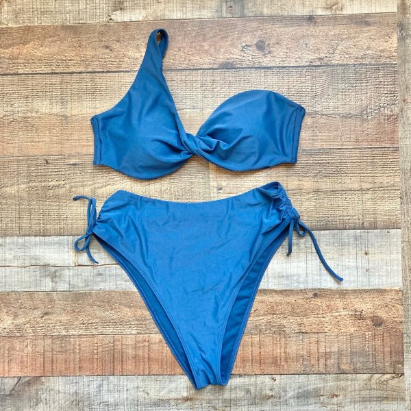 Abercrombie & Fitch Blue One Strap Padded Bikini Top- Size XL (we have matching bottoms) For Cheap