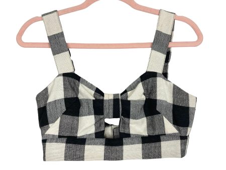 Whit Black Gingham Front Cutout Cropped Top- Size 6 Supply