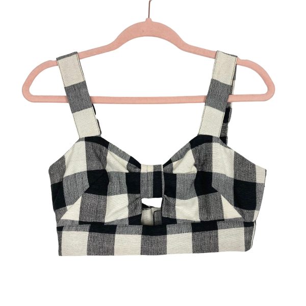 Whit Black Gingham Front Cutout Cropped Top- Size 6 Supply