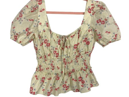 WAYF Ivory Floral Zipper Back Top NWT- Size S Hot on Sale