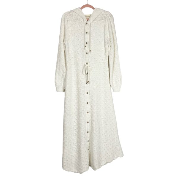 Coven & Co. Open Knit Hooded Button Up Dress- Size XS Online Hot Sale