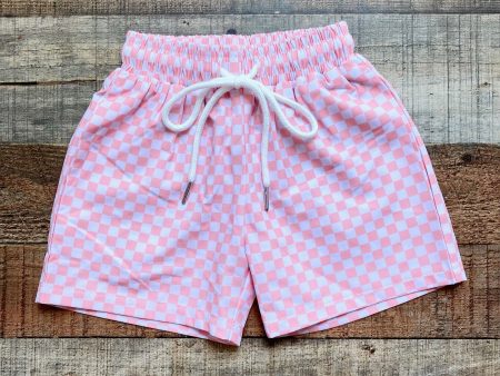 Pink Lily Kids Pink Checkered Swim Trunks- Size 2T (we have matching Mommy one piece) Hot on Sale