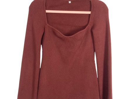 No Brand Wine Ribbed Sweater Top- Size L Discount